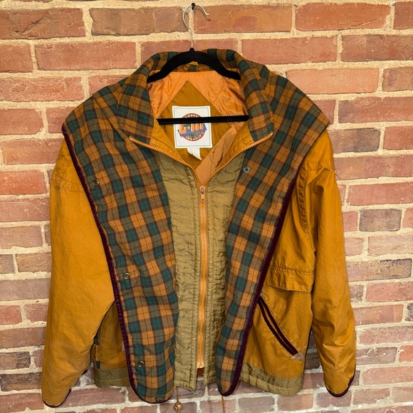 Other - Men's Vintage Mustard Jacket with Plaid Lining